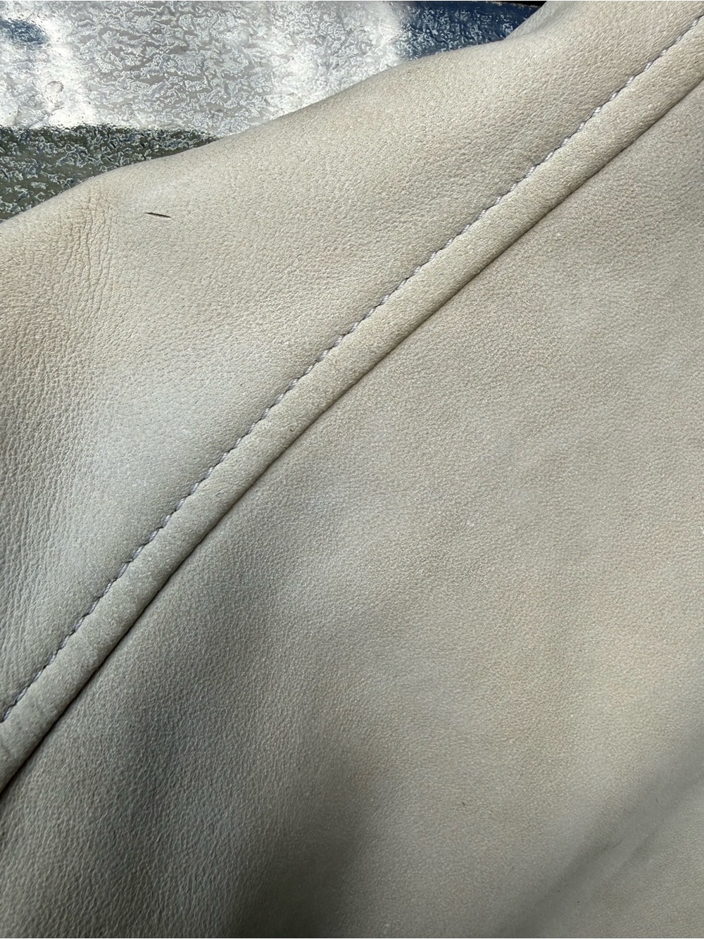 AllSaints Men's Suede Bomber Jacket in Light Beige - Picture 12 of 13
